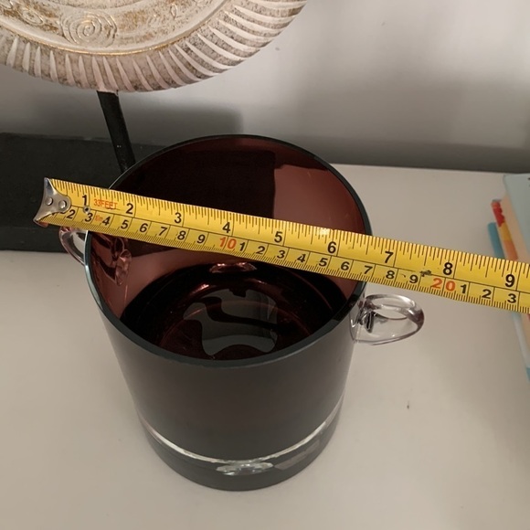 MCM Krosno Poland Block Art Glass With handles Vase Purple Clear Base Bubble - Picture 12 of 17